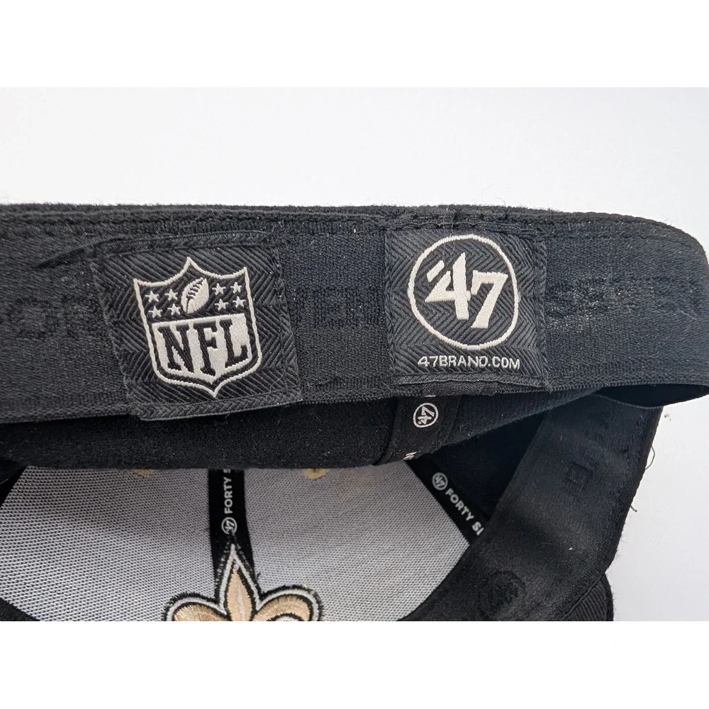 47 Brand New Orleans Saints Hat Black Gold Fleur-de-lis Stretch Fit Cap NFL OSFA